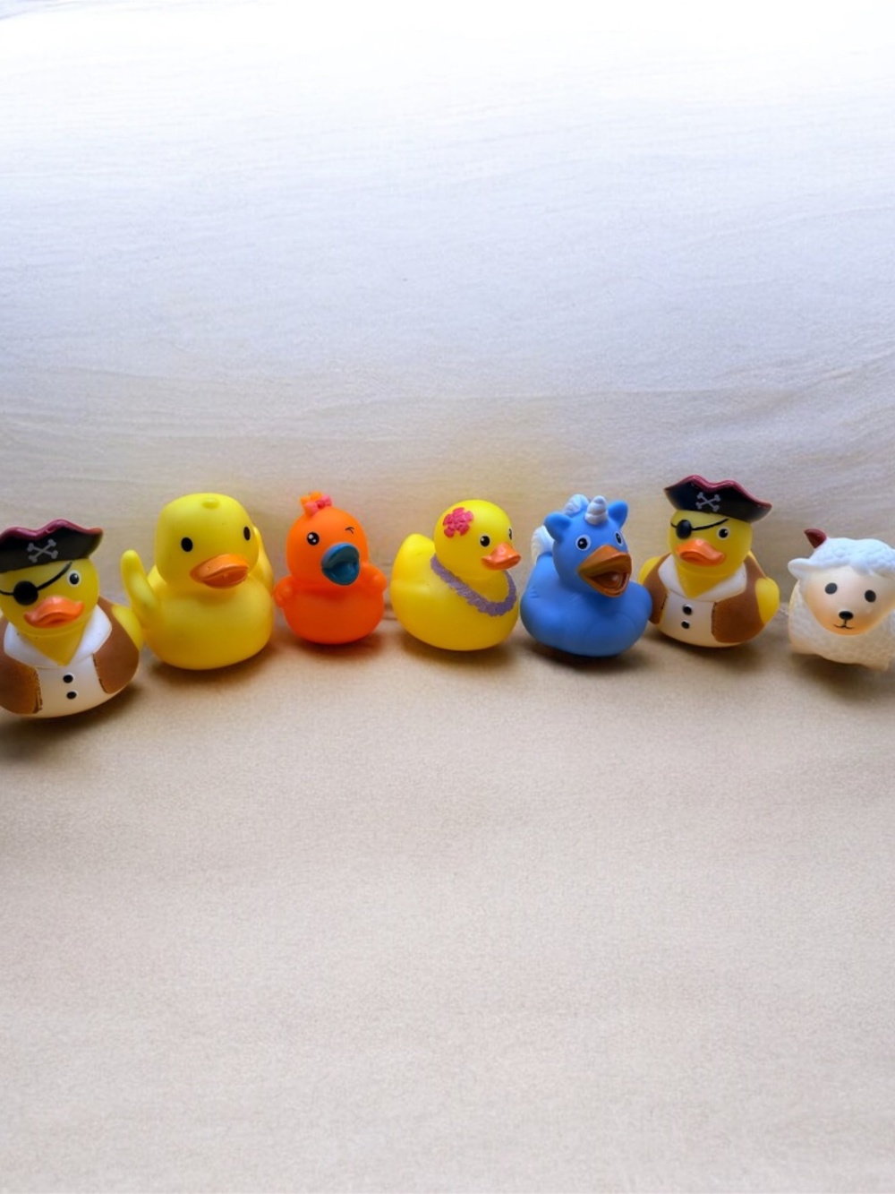 Lot of 7 Rubber Duck Bath Toys Pirate Unicorn Chick and Sheep Figures